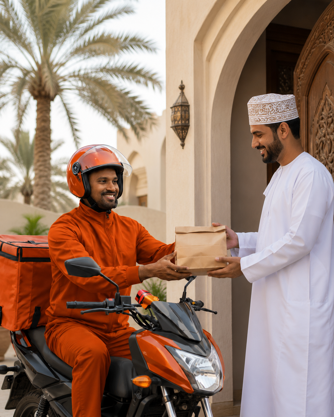 Delivery rider in motion